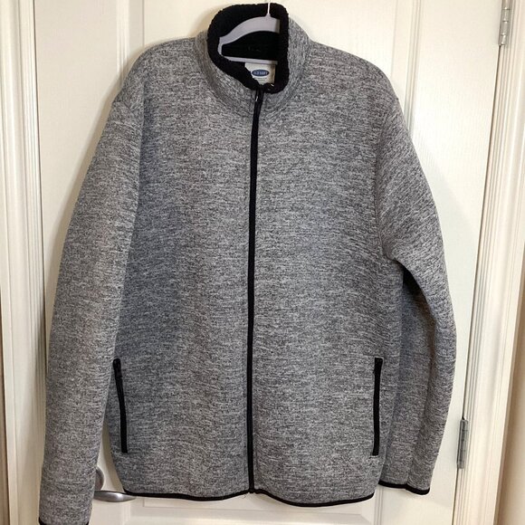 Old Navy Men's Fleece Gray Jacket Size XL Unisex Full Zip - Picture 1 of 8